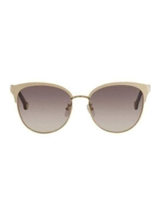 Carolina Herrera Sunglasses SHE119 Beige Brown Gold Browline Designer NEW main image 5